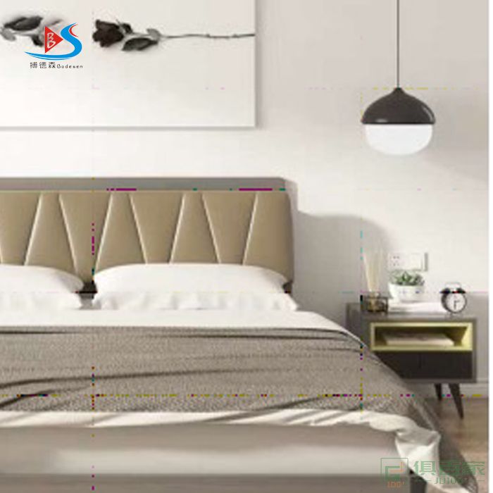 华冠家具双人床卧室系列浅胡桃现代简约小户型大床双人床主卧木床