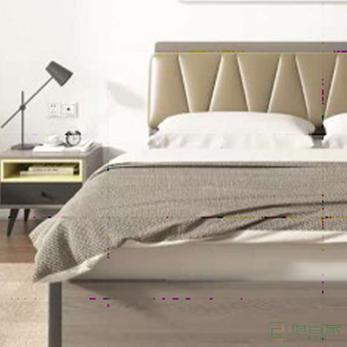 华冠家具双人床卧室系列浅胡桃现代简约小户型大床双人床主卧木床