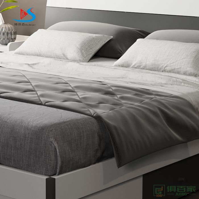 华冠家具双人床卧室系列公寓床北欧简约风双人床