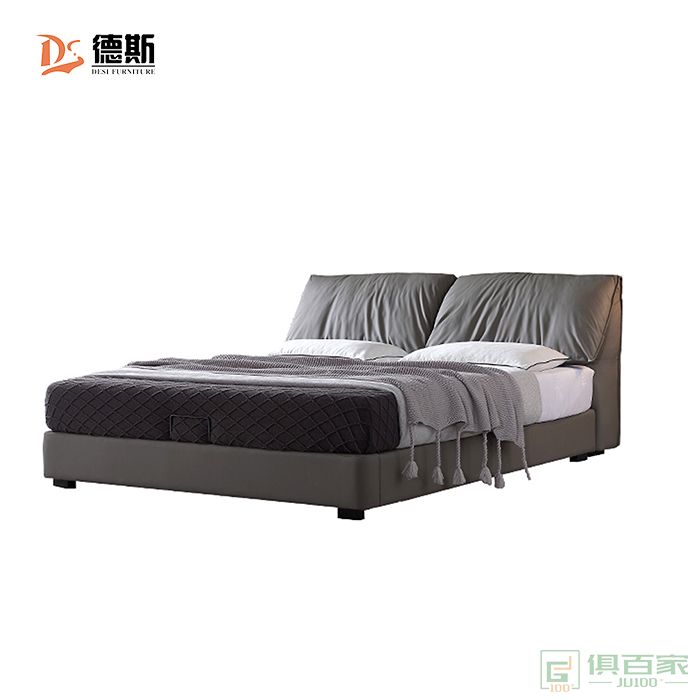 德斯家具床系列科技布意式床头柜双人床