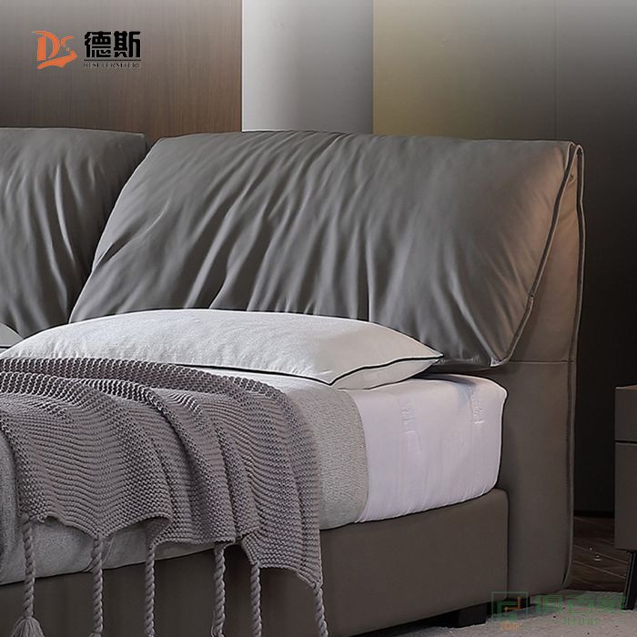 德斯家具床系列科技布意式床头柜双人床
