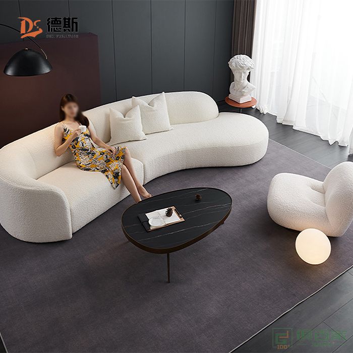 德斯家具住宅沙发系列意式极简设计羊羔绒单位沙发转角沙发