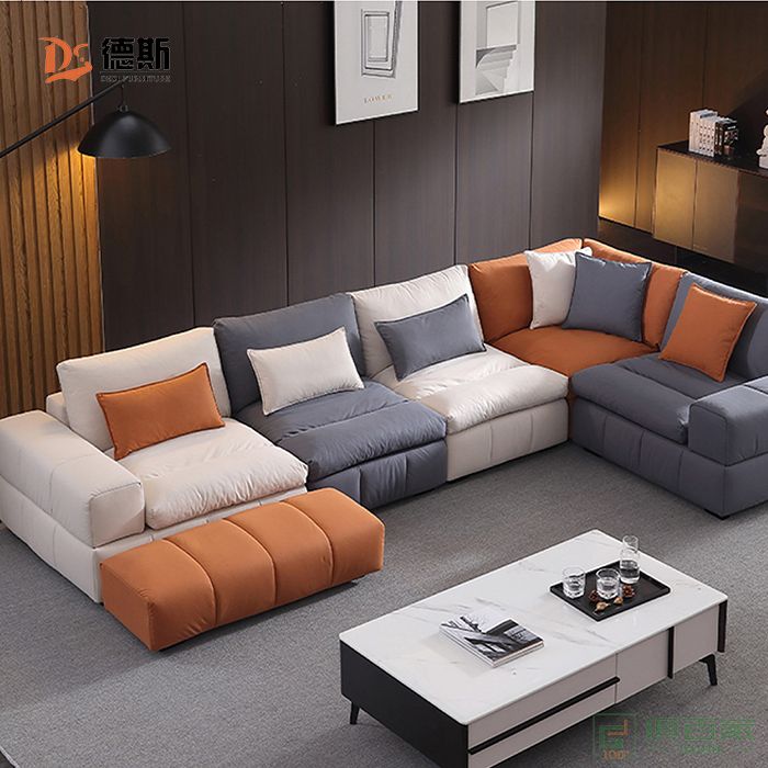 德斯家具住宅沙发系列意式极简设计防水科技布组合转角沙发