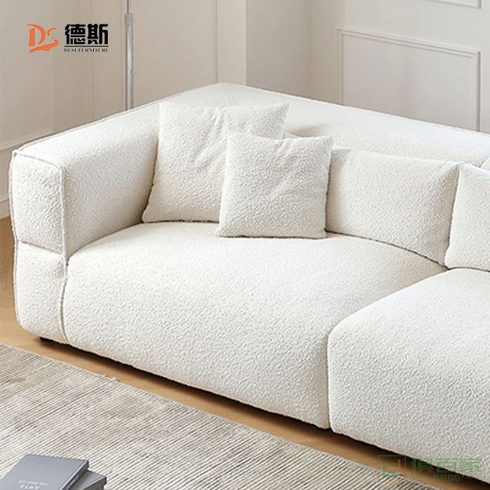 德斯家具住宅沙发系列意式极简设计羊羔绒四人位沙发