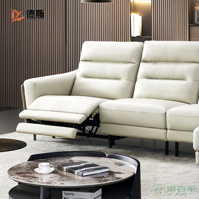德斯家具住宅沙发系列意式极简设计仿真皮电动功能转角沙发