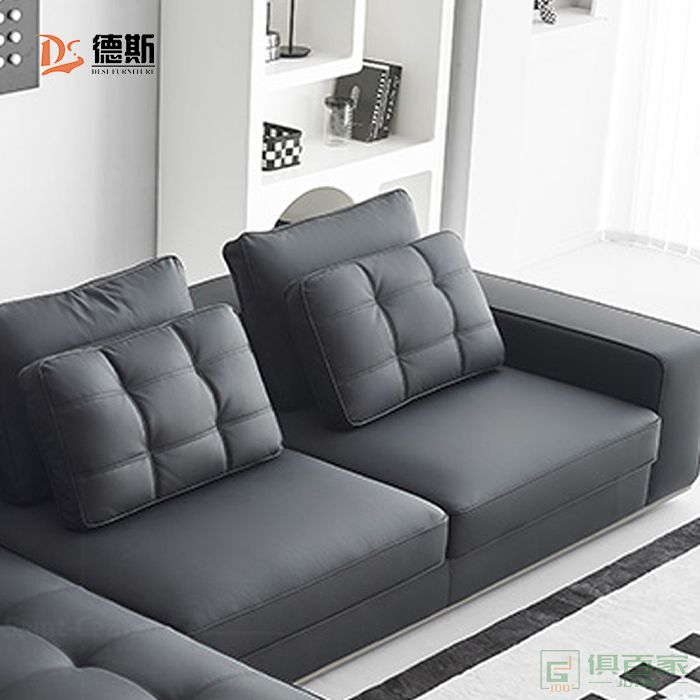 德斯家具住宅沙发系列意式极简设计仿真皮转角沙发