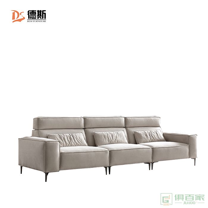 德斯家具住宅沙发系列意式极简设计仿真皮四人位沙发