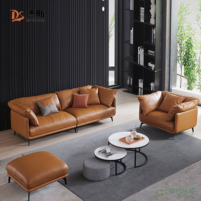 德斯家具住宅沙發系列意式極簡設計仿真皮單位沙發/兩人位沙發/三人位沙發/四位沙發組合