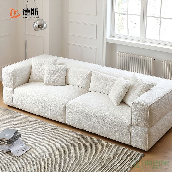 德斯家具住宅沙发系列意式极简设计羊羔绒四人位沙发