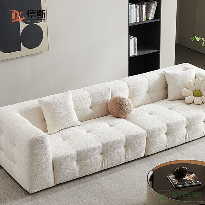德斯家具住宅沙发系列意式极简设计羊羔绒四位沙发