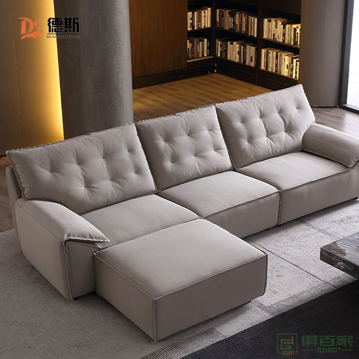 德斯家具住宅沙发系列意式极简设计仿真布四人位沙发