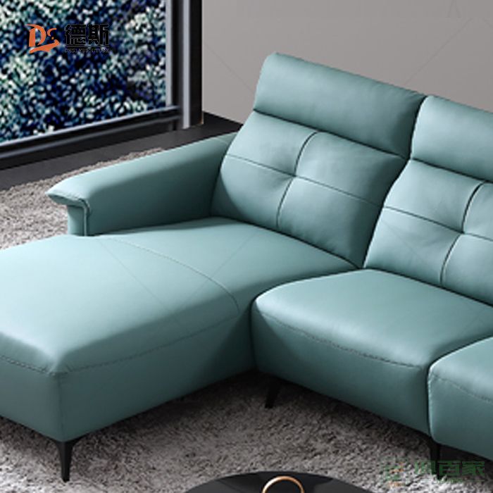德斯家具住宅沙发系列意式极简设计仿真皮功能转角沙发