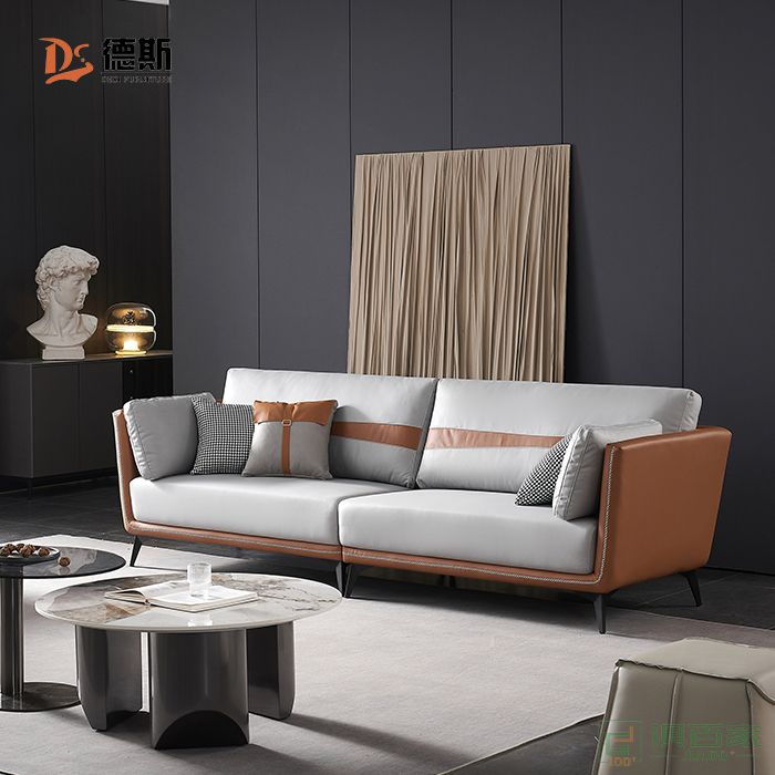 德斯家具住宅沙发系列意式极简设计科技布四位沙发