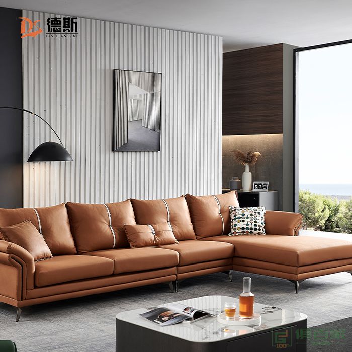 德斯家具住宅沙发系列意式极简设计防水科技布转角沙发