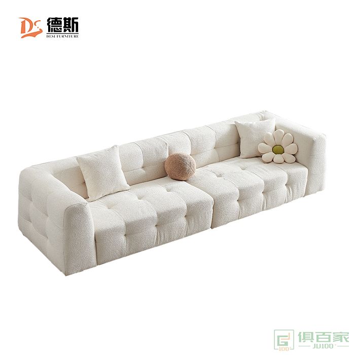 德斯家具住宅沙发系列意式极简设计羊羔绒四位沙发
