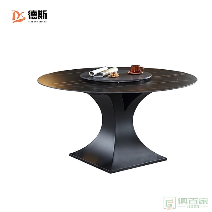 德斯家具餐桌系列餐厅家用现代简约岩板圆餐桌