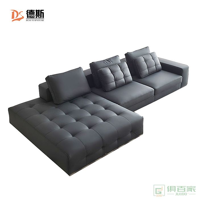德斯家具住宅沙发系列意式极简设计仿真皮转角沙发