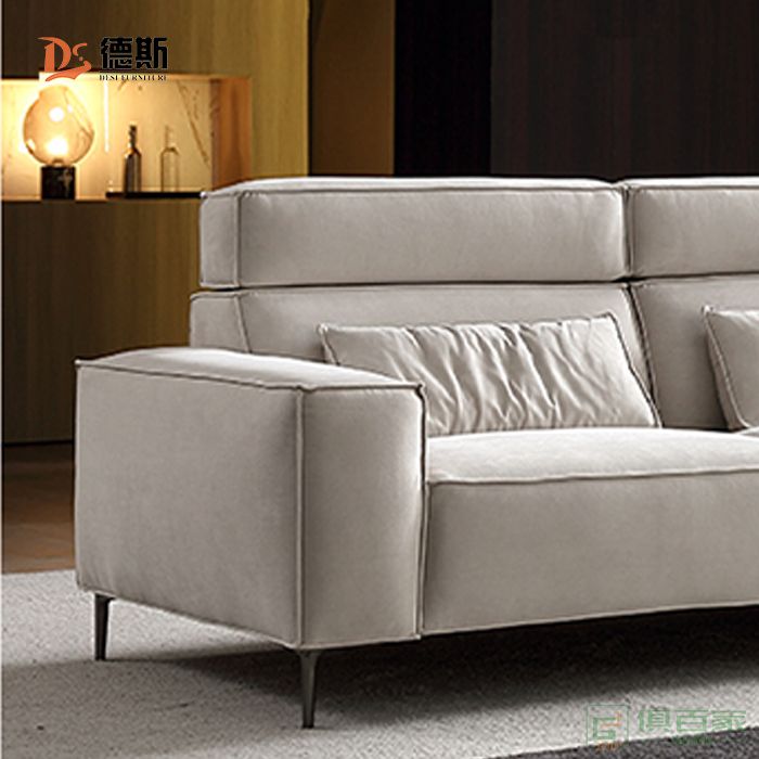 德斯家具住宅沙发系列意式极简设计仿真皮四人位沙发