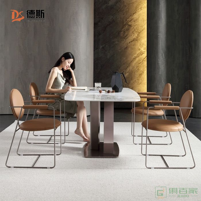 德斯家具餐桌系列餐厅家用现代简约岩板长餐桌