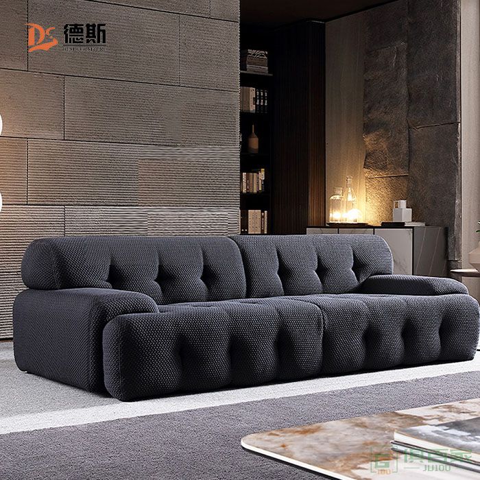  德斯家具民用沙发系列意式极简设计间棉布三人位沙发