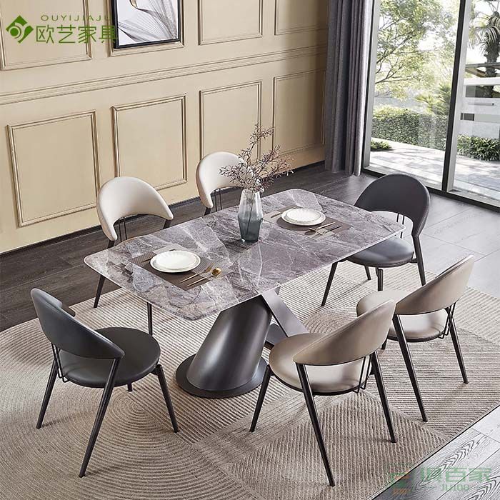 欧艺家具餐桌系列大理石餐桌现代简约轻奢餐桌
