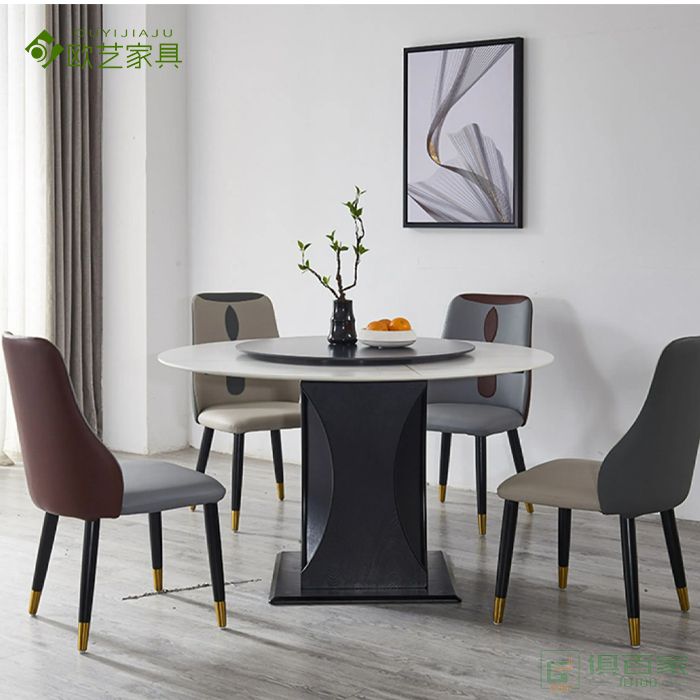 欧艺家具餐桌系列岩板餐桌圆桌现代简约轻奢餐桌