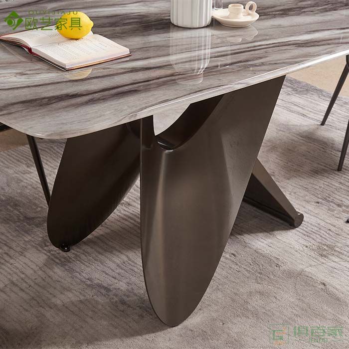 欧艺家具餐桌系列大理石餐桌现代简约轻奢餐桌