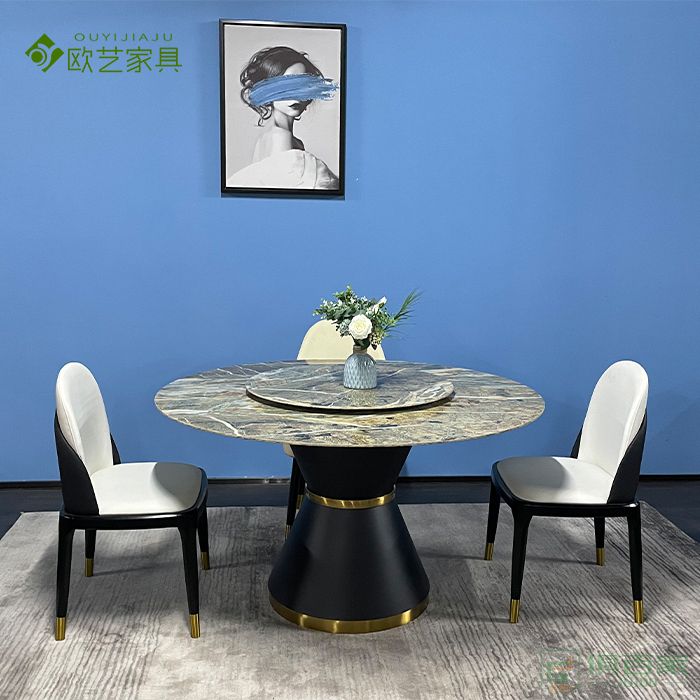 欧艺家具餐桌系列岩板餐桌圆桌现代简约轻奢餐桌