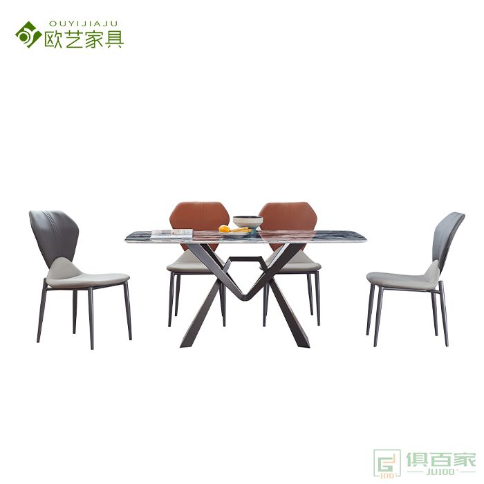 欧艺家具餐桌系列微晶石餐桌条形桌现代简约轻奢餐桌