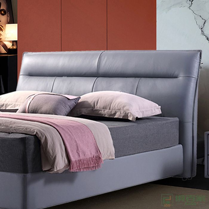 德斯家具双人床系列仿真皮意式床头柜双人床