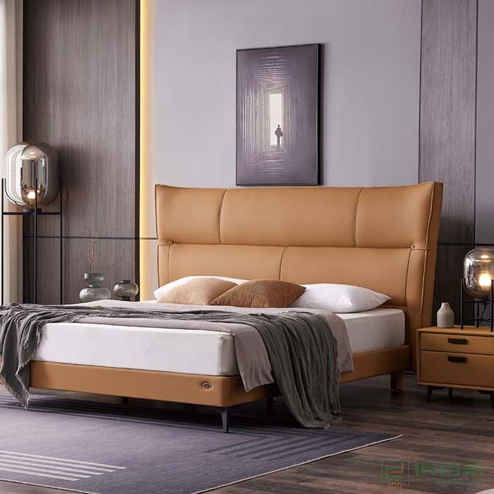 礼乐家具贝莱斯顿双人床卧室系列意式轻奢进口西伯利亚松木双人床