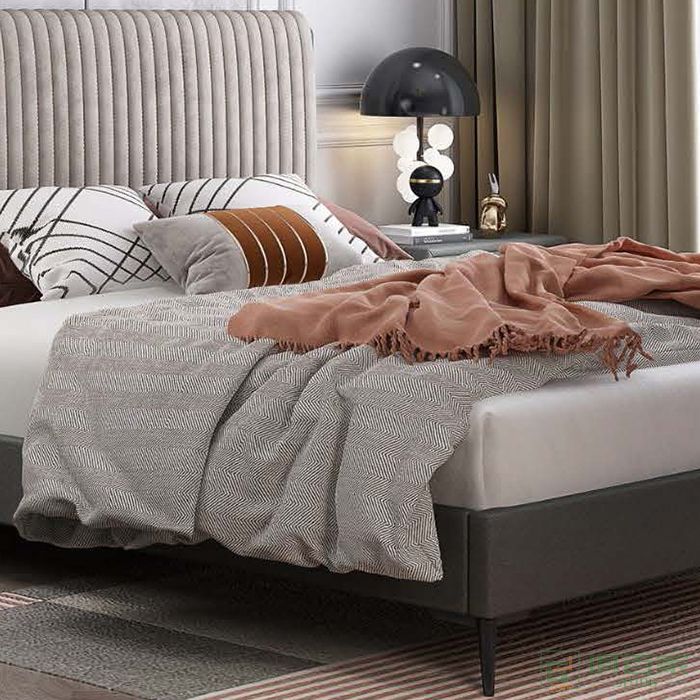 法轩尼（皇琛）家具床系列磨砂绒布式床头柜双人床