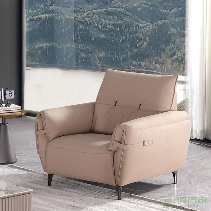 粤之恒家具住宅沙发系列意式极简轻奢头层皮直排沙发