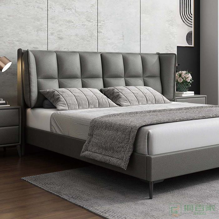 法轩尼（皇琛）家具床系列超纤科技布床头柜双人床