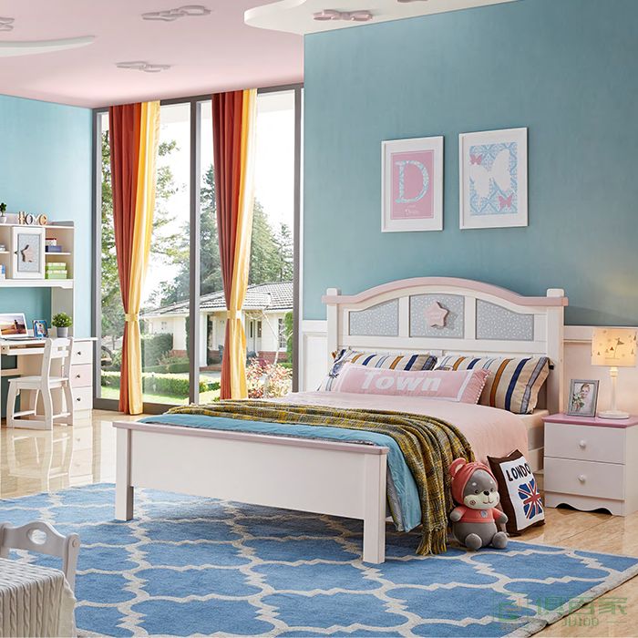 自由城堡家具儿童床系列樱桃木全实木床头柜床书桌书椅电脑椅三门衣柜床垫