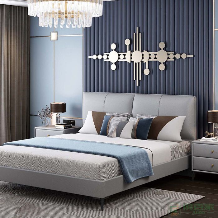 法轩尼（皇琛）家具床系列超纤科技布床头柜双人床