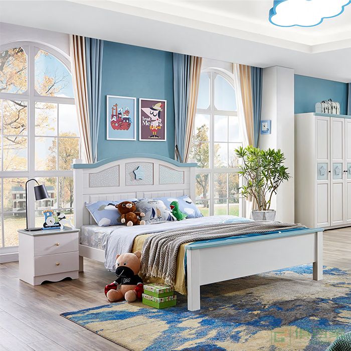 自由城堡家具儿童床系列樱桃木全实木床头柜单床书桌椅电脑椅三门衣柜床垫