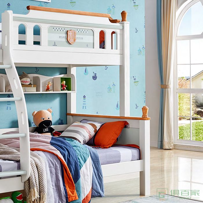 自由城堡家具儿童床系列樱桃木全实木儿童床子母床书桌椅书架床垫