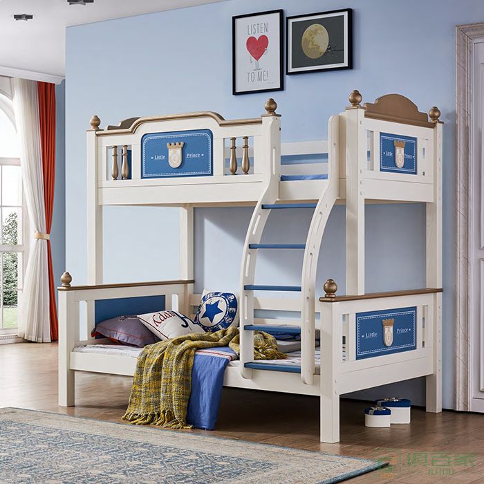 自由城堡家具儿童床系列樱桃木全实木儿童床子母床书架床垫