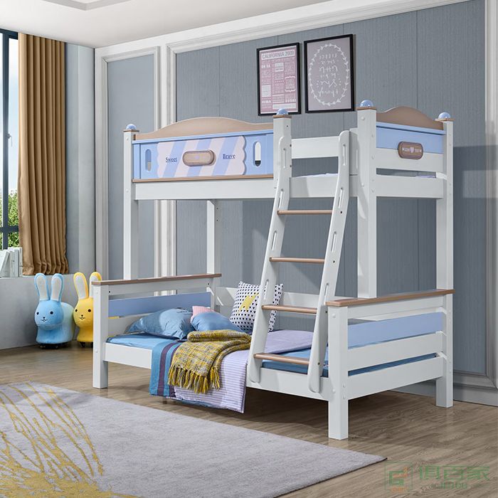 自由城堡家具儿童床系列楸木全实木儿童床子母床书桌椅书架床垫