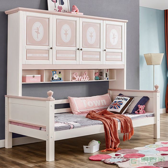 自由城堡家具儿童床系列樱桃木全实木儿童床衣柜床书桌椅书架床垫