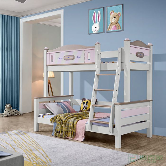 自由城堡家具儿童床系列楸木全实木儿童床子母床书桌椅书架床垫