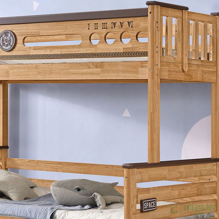 自由城堡家具儿童床系列橡胶木全实木儿童床子母床床垫
