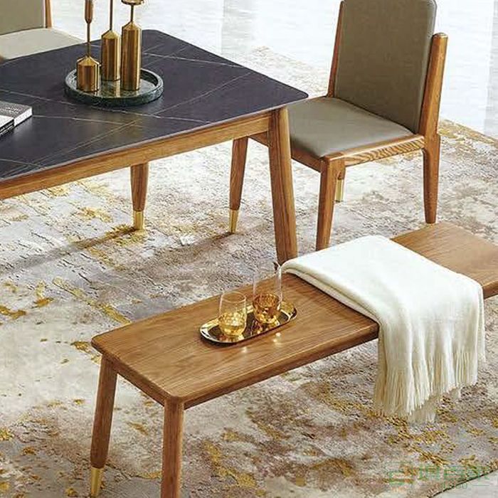 睿裕居条形餐桌椅系列现代简约轻奢白蜡木餐桌椅条形餐桌
