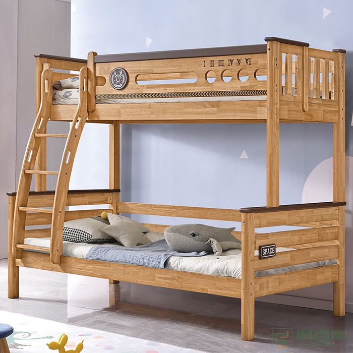 自由城堡家具儿童床系列橡胶木全实木儿童床子母床床垫