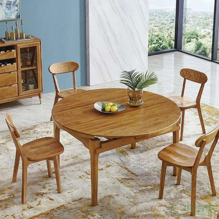 睿裕居圆形餐桌椅系列现代简约轻奢白蜡木餐桌椅圆形餐桌