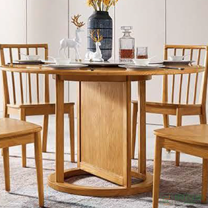睿裕居圆形餐桌椅系列现代简约轻奢白蜡木餐桌椅圆形餐桌