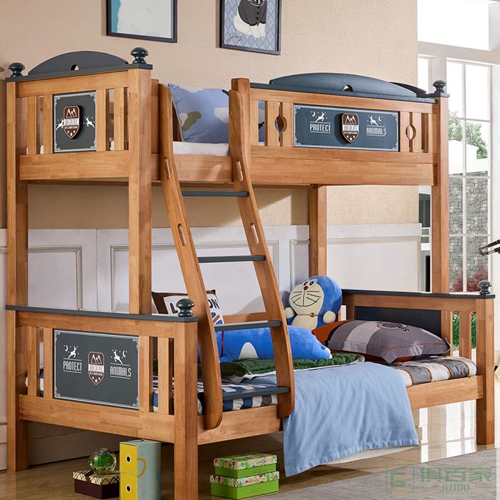 自由城堡家具儿童床系列橡胶木全实木儿童床子母床书桌椅床垫