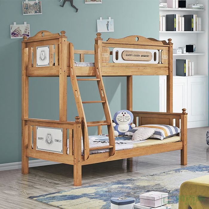 自由城堡家具儿童床系列橡胶全实木儿童床子母床床垫
