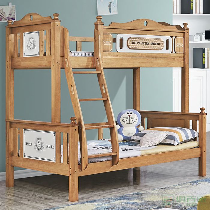 自由城堡家具儿童床系列橡胶全实木儿童床子母床床垫